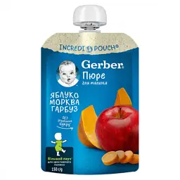 Дитяче пюре Gerber Яблуко, морква, гарбуз 150 г (1227061)