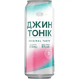 Упаковка напою слабоалкогольного Оболонь Джин Тонік 8% 12 л з/б (0.5 л х 24 шт.) - мініатюра 2