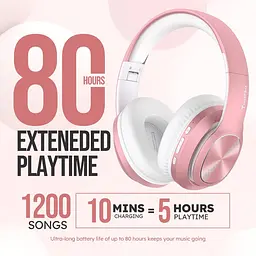 Бездротові навушники-вкладки Bluetooth 5.3, 80 годин відтворення, звукові режими 3EQ, стерео HiFi, рожеве TuneFlux T6  - мініатюра 4