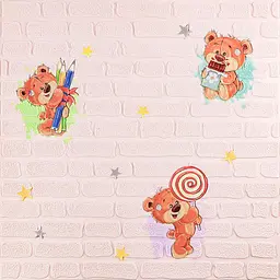 Панель Sticker Wall стінова 3D 700 x 700 x 4mm ведмедики на рожевому фоні D SW-00001974