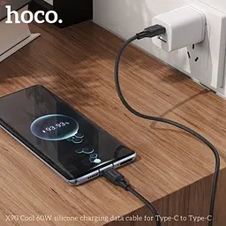 PD Кабель HOCO X90 Cool silicone charging data cable PD-to-Type-C 3A/PD60W/1m. чорний - мініатюра 3