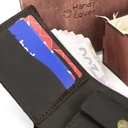 Подарунковий набір чоловічий Handycover №47 (коричневий) гаманець і обкладинка на паспорт) в коробці - мініатюра 8