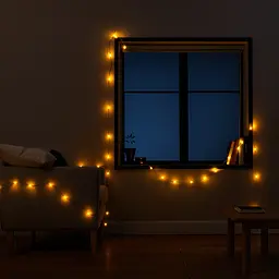 Новорічна кімнатна гірлянда нитка GarlandoPro 6 м 50 LED чорний дріт Жовтий W50LED6MBY