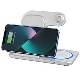 БЗП Wi-W020 3 in 1 Wireless Charger White Wiwu teh0029900 - мініатюра 4