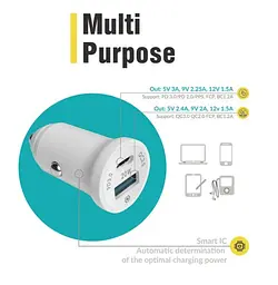Автомобільний ЗП Piko 20 W USB + Type-C (CC-302QP) біле - мініатюра 5