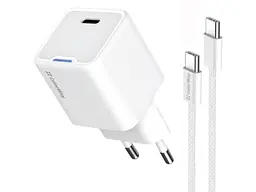 Мережевий зарядний пристрій ColorWay GaN Mini 35 W + кабель Type-C White (CW-CHS056PDC-WT)