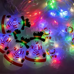 Гірлянда новорічна Xmas штора 3D з фігурками сніговика та сніжинок 3m*70cm 95L Білий XPRO (47688-8185_321) - мініатюра 4