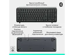 Клавіатура Logitech K250 Wireless GRAPHITE UKR (920-013822) - мініатюра 2