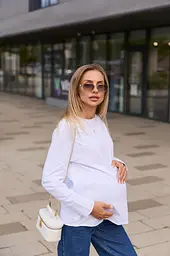 Лонгслів для вагітних та годуючих жінок універсальний для майбутніх мам Logan L-XL (46-48) Lullababe білий - мініатюра 4