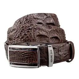 Ремінь-автомат з натуральної шкіри крокодила коричневий CROCODILE LEATHER 18240 120 см - мініатюра 1