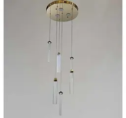 Каскадна золота LED люстра на 6 скляних підвісів Artlight 2317/6GD - мініатюра 3