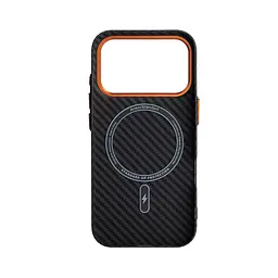 Карбоновый чехол для Apple iPhone 17 Pro, LikeCarbon2 SE MagCase, черный, тонкий защитный чехол-панель из поликарбоната с магнитами N52, MagSafe, противоударный, совместимый с беспроводной зарядкой, приподнятые края для защиты камеры, ArmorStandart (ARM89161) - мініатюра 2