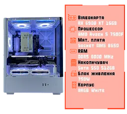 Ігровий ПК Atom (RX 6900 XT 16GB / Ryzen 5 7500F / 32GB DDR5 / SSD 512GB)