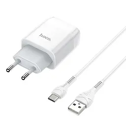 Зарядний пристрій Hoco C72A Glorious (1USB, 2.1А) White + кабель Type-C (6931474713018) - мініатюра 3