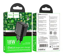 Мережевий зарядний пристрій HOCO CS21A Rich single port QC3.0 charger(EU) 18W Чорний - мініатюра 2