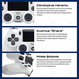 Бездротовий геймпад Sony DualShock 4 White для PS4/PC/Смартфону - мініатюра 3