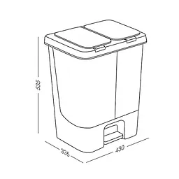 Відро для сміття з кришкою сортувальне МVM, 20+20 л, сіре (BIN-05 (20+20L) LIGHT GRAY/GRAY) - мініатюра 7