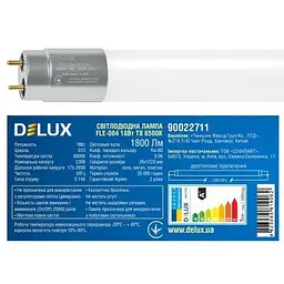 Лампочка Delux FLE-004 18 Вт 1,2м T8 6500K 230В G13 скло (90022711) - мініатюра 3