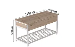 Банкетка з ящиком Ferrum-decor Дрейк 1 550x1000x400 метал Білий ДСП Дуб Сан-Марино16 мм (FRD-103053) - мініатюра 4