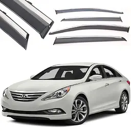 Дефлектори вікон вітровики Benke для Hyundai Sonata YF 2011-2015 Хром Молдинг З Нержавіючої Сталі 3D (BHYST1123-W/S)