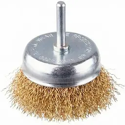 Корщітка технічна Intertool для дриля торцева 75мм x 1/4" рифлена латунь BT-9076