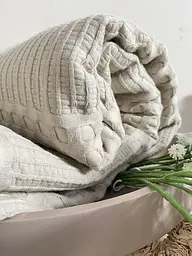 Покривало Zeintex Марокко вафельне бавовняне сіро-бежеве 230х320 см - мініатюра 6