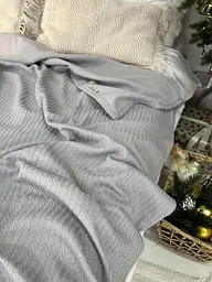 Покривало Zeintex Косичка бавовняне сіре 180х220 см - мініатюра 7