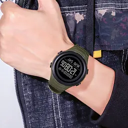 Чоловічий наручний годинник 1674AGBK Army Green-black Skmei acs0030631 - мініатюра 4