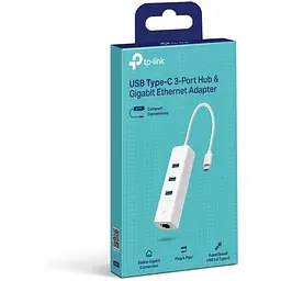 Мережевий адаптер TP-Link UE330С 1xGE, 3xUSB3.0, USB-С - мініатюра 3