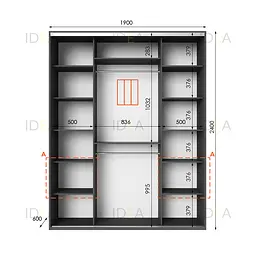 Шафа-купе Idea серія 3 190 x 60 x 240 см Антрацит - мініатюра 2