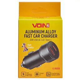 Автомобільний зарядний пристрій VOIN 30W, 1USB 10W + 1PD 27W, 12/24V (C-36206) - мініатюра 8