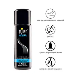 Лубрикант на водній основі Pjur Aqua, ефект оксамитової шкіри без прилипання, 30 мл - мініатюра 2