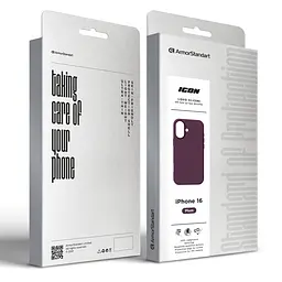 Силиконовый чехол для Apple iPhone 16, ICON2 Case, бордовый, противоударный, панель, защита всего корпуса, матовая поверхность Soft Touch, выступает над дисплеем, совместим с защитными стеклами и пленками, с микрофиброй, ArmorStandart (ARM81297) - мініатюра 9