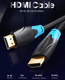 Кабель HDMI M - M, 15.0 м, V2.0, 4K/HD 60Гц, PVC type, чорний, Vention - мініатюра 7