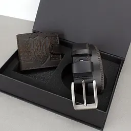 Подарунковий чоловічий набір Handycover 2502 (гаманець та ремінь) коричневий в коробці