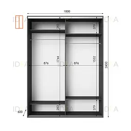 Шафа-купе Idea серія 8 180 x 60 x 240 см Антрацит - мініатюра 2