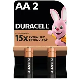 Батарейка Duracell AA лужні 2 шт. в упаковці (5000394058163 / 81551267)