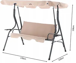 Садова гойдалка Garden Line VIP антрацит 170 x 110 x 153 см - мініатюра 3