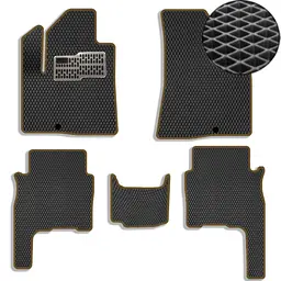 Килимки в салон EVA для Hyundai Santa Fe 2006-2010 (Доресталінг) з підп'ятником Чорно-Коричневий кант 5 шт