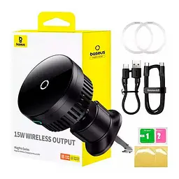 Бездротове АЗП Baseus MagPro Series Magnetic Wireless Charg Car Air Vent 15W C40164100121-00 Black - мініатюра 3