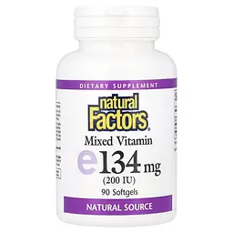 Суміш токоферолів Natural Factors Mixed Vitamin E 134 mg, 90 капсул для антиоксидантного захисту