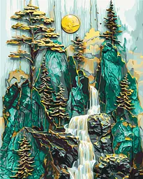 Картина за номерами Лісовий пейзаж з фарбами металік 40x50 см Origami LW 3453