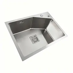 Кухонна мийка Platinum Handmade нержавійка 58x43B HSB (квадратний сифон 3,0/1,0), Нержавіюча сталь - мініатюра 2