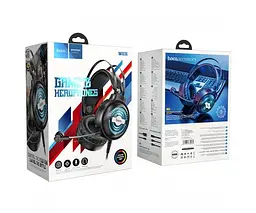Дротові навушники Hoco W101 Streamer gaming headphones 2.4m, 3.5mm, USB, LED black - мініатюра 4