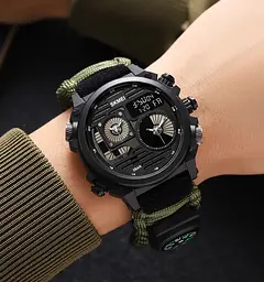 Годинник чоловічий наручний спортивний Skmei 2202 Paracord (Зелений нейлоновий ремінець) - мініатюра 4