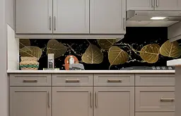 Кухонний фартух Листя берези Дощ вініловий для кухні 65х250 см рослини Чорний Happy Pocket Z182455 - мініатюра 2