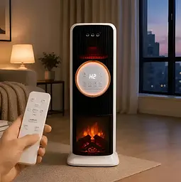 Кондиціонер підлоговий 2в1 з LED-дисплеєм 2000 Вт + пульт ДУ / Колонний керамічний тепловентилятор стаймером X-719