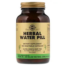 Сечогінний засіб, Herbal Water Pill, 100 капсул Solgar vit0003010