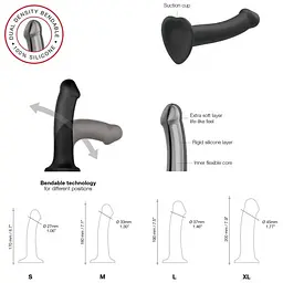 Фалоімітатор Strap-On-Me Bendable Double Density M 18 см чорний - мініатюра 11