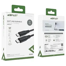 Кабель ACEFAST C3-03 Type-C to Type-C 3A, 60W, 1.2m, TPE, TPE connectors, чорний - мініатюра 3